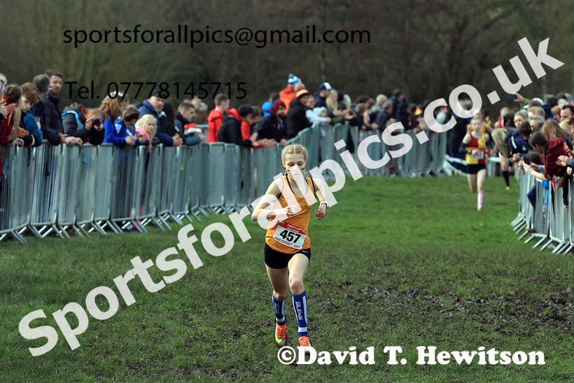 Junior Girls 2024 English Schools Cross Country Champs., Pontefract, March 16th.  Photo: David T. Hewitson/Sports for All Pics